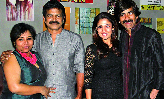 Brahmaji with Sashwaty along with Nayantara and Ravi Teja Brahmaji with Sashwaty along with Nayantara and Ravi Teja